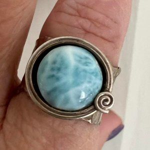 Gorgeous Vintage Freestyle Larimar Sterling Silver Ring